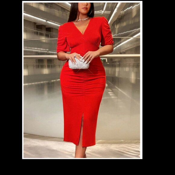 SHEIN 2X Privé Plus Size Women Leopard Print Sweetheart Neck Dress Figure Flatte - Picture 2 of 5